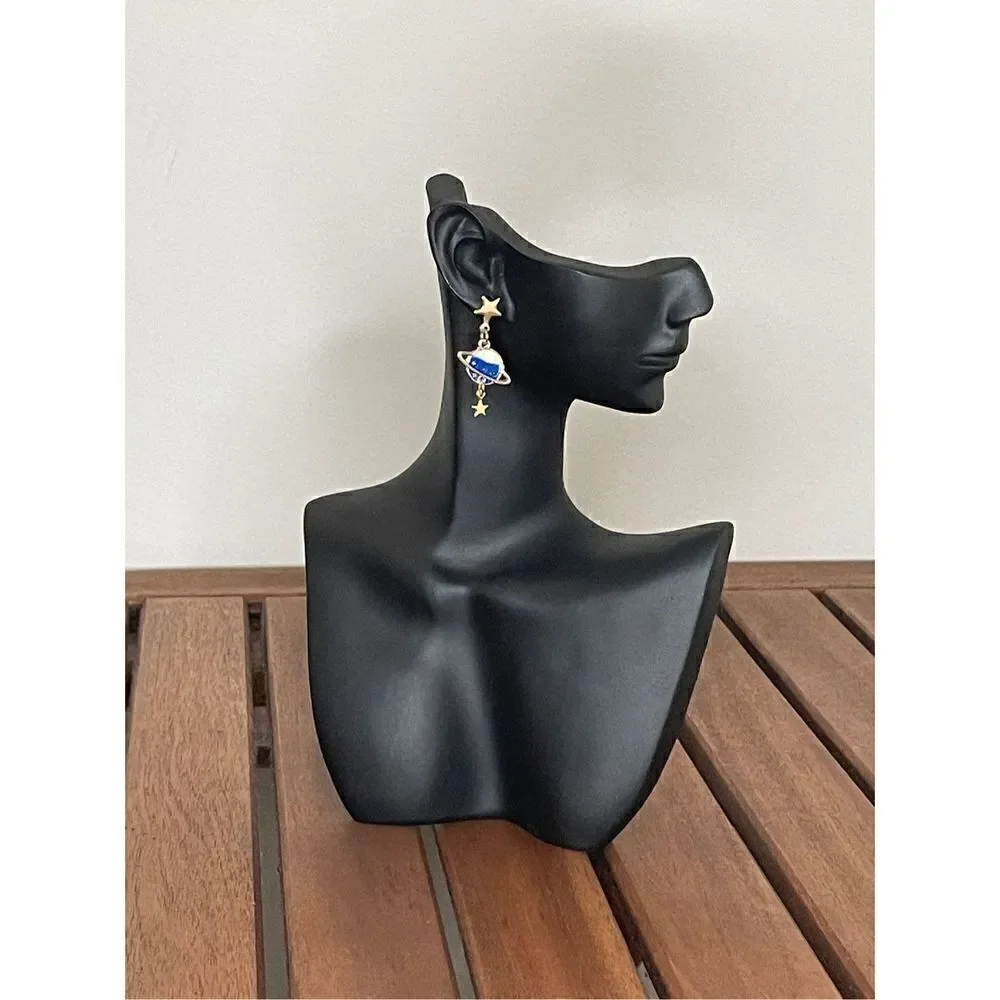 Star and planet asymmetric drop earrings - Picture 2 of 4